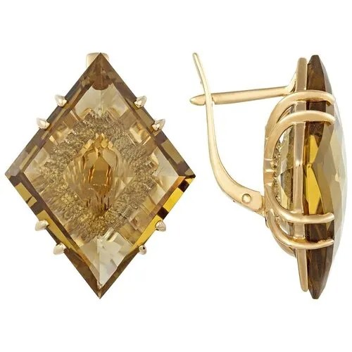 Серьги с кварцами и фианитами из жёлтого золота 1505КвоКц ALORIS