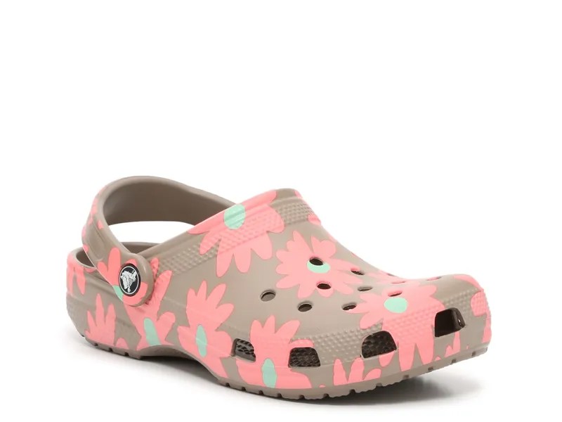 Сабо Crocs Classic Retro Resort, серый/коралловый/бирюзовый