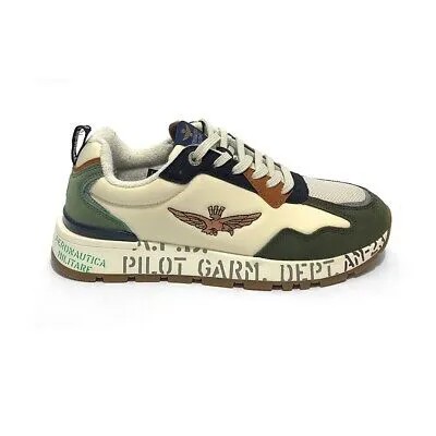 Мужская обувь Aeronautica Militare Sneakers SC214 Green Pilot Tricolor Arrows E2