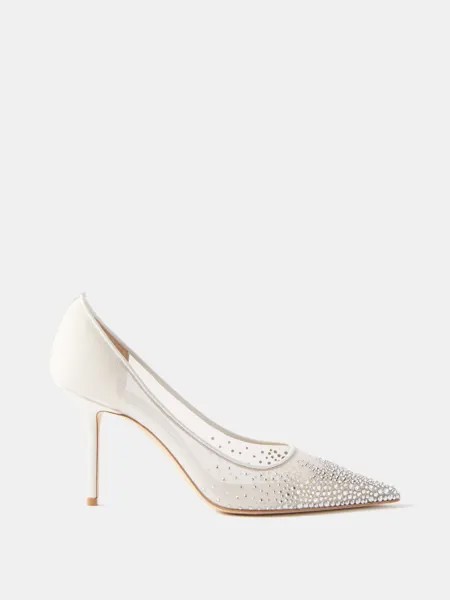 Туфли love 85 с кристаллической сеткой Jimmy Choo, белый