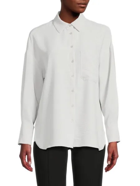 Классическая однотонная рубашка на пуговицах Adrianna Papell, цвет Harbor Mist