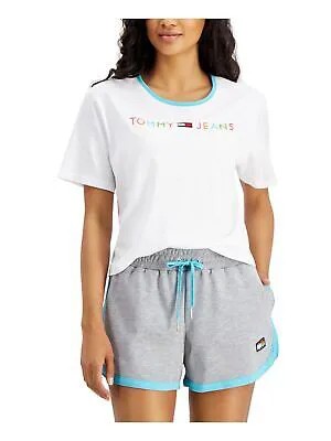 TOMMY JEANS Женская белая короткая футболка с круглым вырезом и короткими рукавами с логотипом M