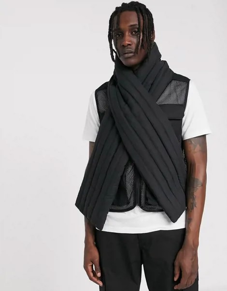 Черный дутый шарф со вставками ASOS DESIGN