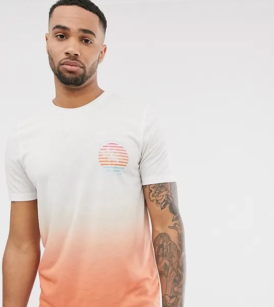 Белая футболка с принтом с эффектом омбре Jacamo-Белый