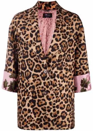 Blumarine однобортное пальто с леопардовым принтом