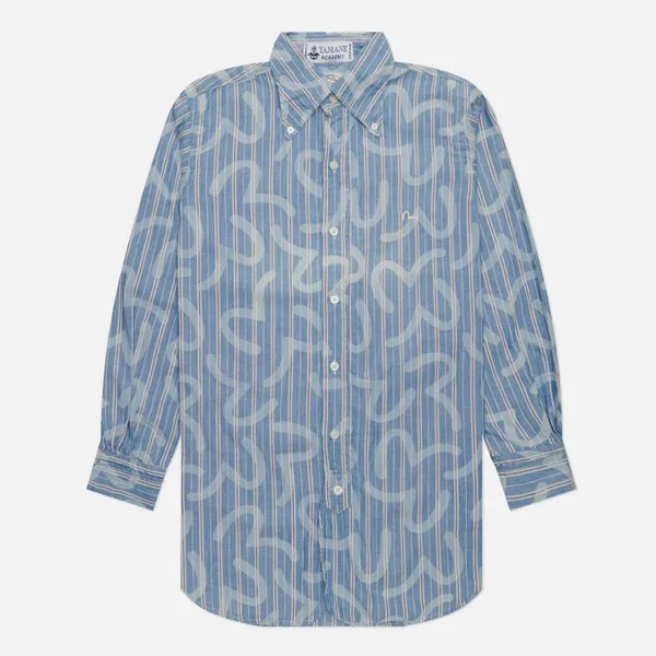 Мужская рубашка Evisu Nashville 3 Button-Down Stripe Kamome голубой, Размер L