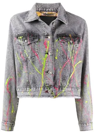 Philipp Plein джинсовая куртка с эффектом разбрызганной краски
