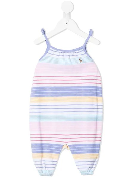 Ralph Lauren Kids Polo Pony striped cotton romper