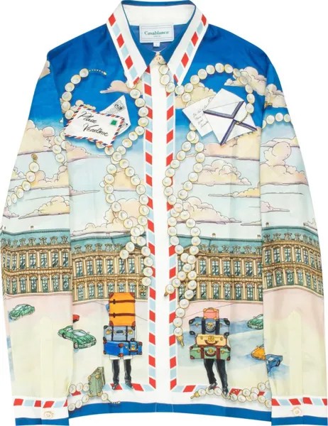 Рубашка Casablanca Long-Sleeve Silk Shirt 'Place Casa', разноцветный