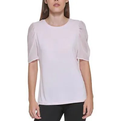 DKNY Женский трикотаж с прозрачной отделкой, пуловер с рукавами до локтя, рубашка BHFO 2044