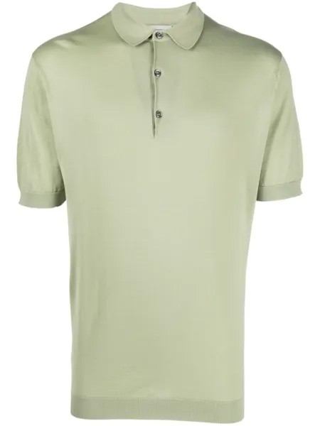 John Smedley рубашка поло тонкой вязки, зеленый