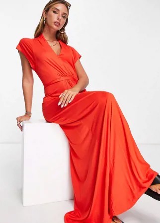 Трикотажное платье макси красного цвета French Connection-Красный