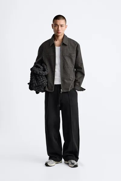 Брюки-джоггеры со швами ZARA, черный