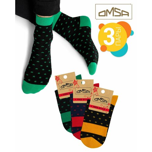 Носки Omsa, 3 пары, 3 уп., размер 45-47, мультиколор