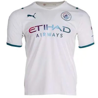 Футболка Puma Mcfc Away с логотипом и круглым вырезом, короткий рукав, футбольная майка WSponsor Boys Whi