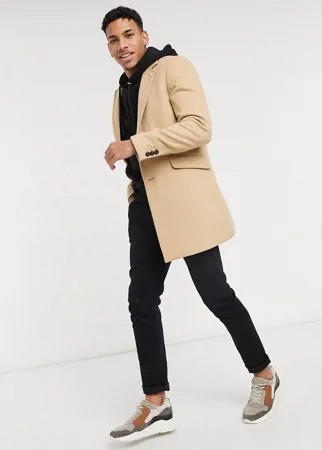 Пальто верблюжьего цвета Burton Menswear-Коричневый цвет