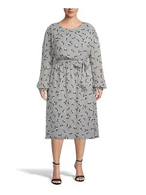 Женское серое платье миди с круглым вырезом и принтом ANNE KLEIN, плюс 0X