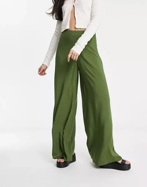 Брюки палаццо цвета хаки ASOS