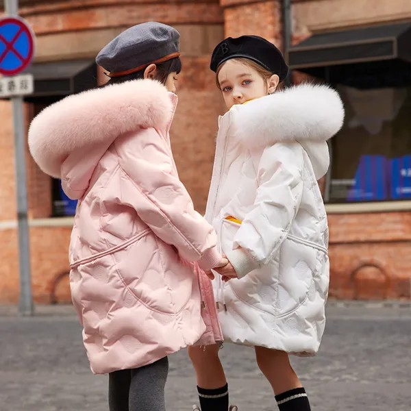 Серебристые детские зимние пуховики для девочек 8-10 лет; Теплое модное пальто; Новинка 2002 года