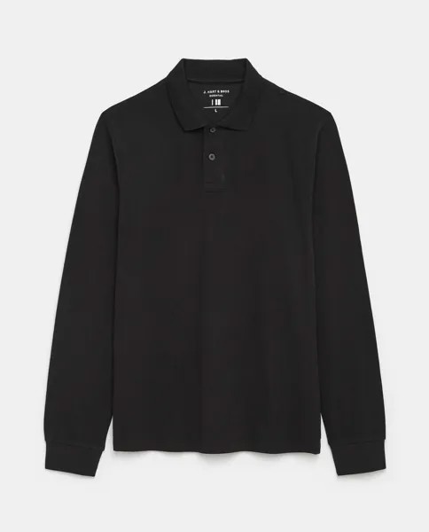 Рубашка-поло с длинными рукавами из чистого хлопка J. HART & BROS., черный