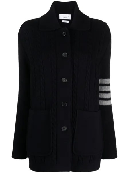 Thom Browne кардиган фактурной вязки с отложным воротником, синий