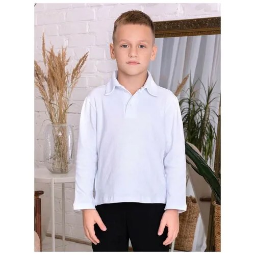 Белая рубашка-поло для мальчика 66301-МОШ21 36/146