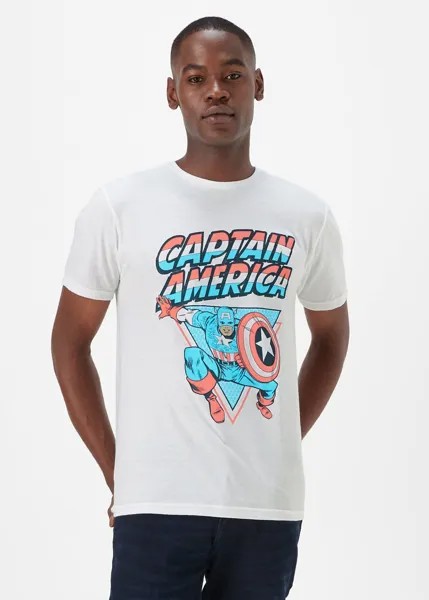 Белая футболка с принтом Капитан Америка Marvel, белый