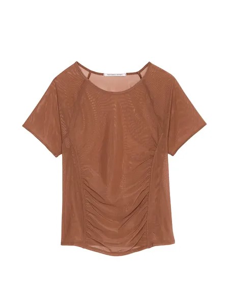 Футболка спортивная Victoria's Secret Mesh Ruched, коричневый