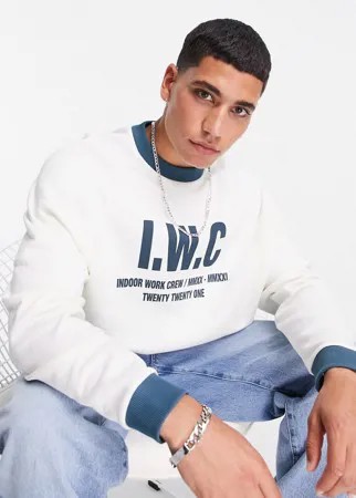 Белый oversized-свитшот с рукавами реглан и текстовым принтом ASOS DESIGN