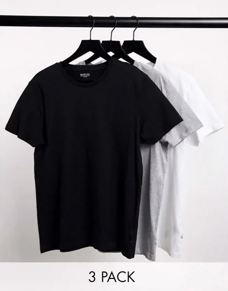 Набор из 3 футболок белого, черного и серого цвета Burton Menswear-Многоцветный