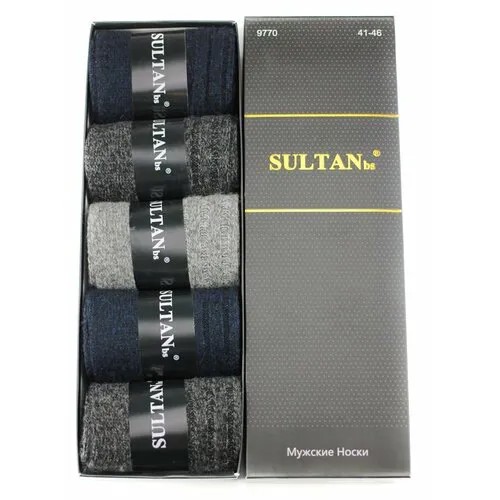 Носки Sultan, 5 пар, размер 41-46, синий, черный, серый