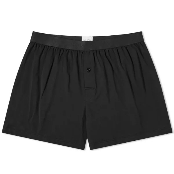 Шорты Sunspel Superfine One Button Boxer, черный