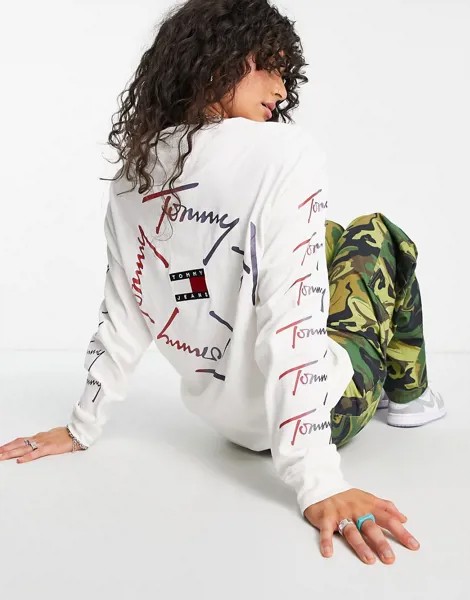 Свободный лонгслив белого цвета из органического хлопка Tommy Jeans-Белый