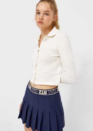 Stradivarius Поло С Надписью Цвет Небеленого Полотна Xs