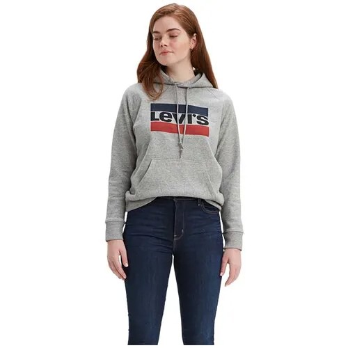 Худи Levi's, силуэт свободный, средней длины, размер L, серый