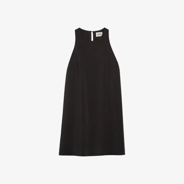Атласное мини-платье мини с круглым вырезом и поясом Claudie Pierlot, цвет noir / gris