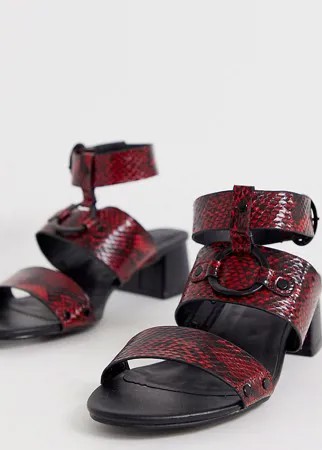 Босоножки для широкой стопы, на блочном каблуке и с металлическими элементами Simply Be daria-Красный