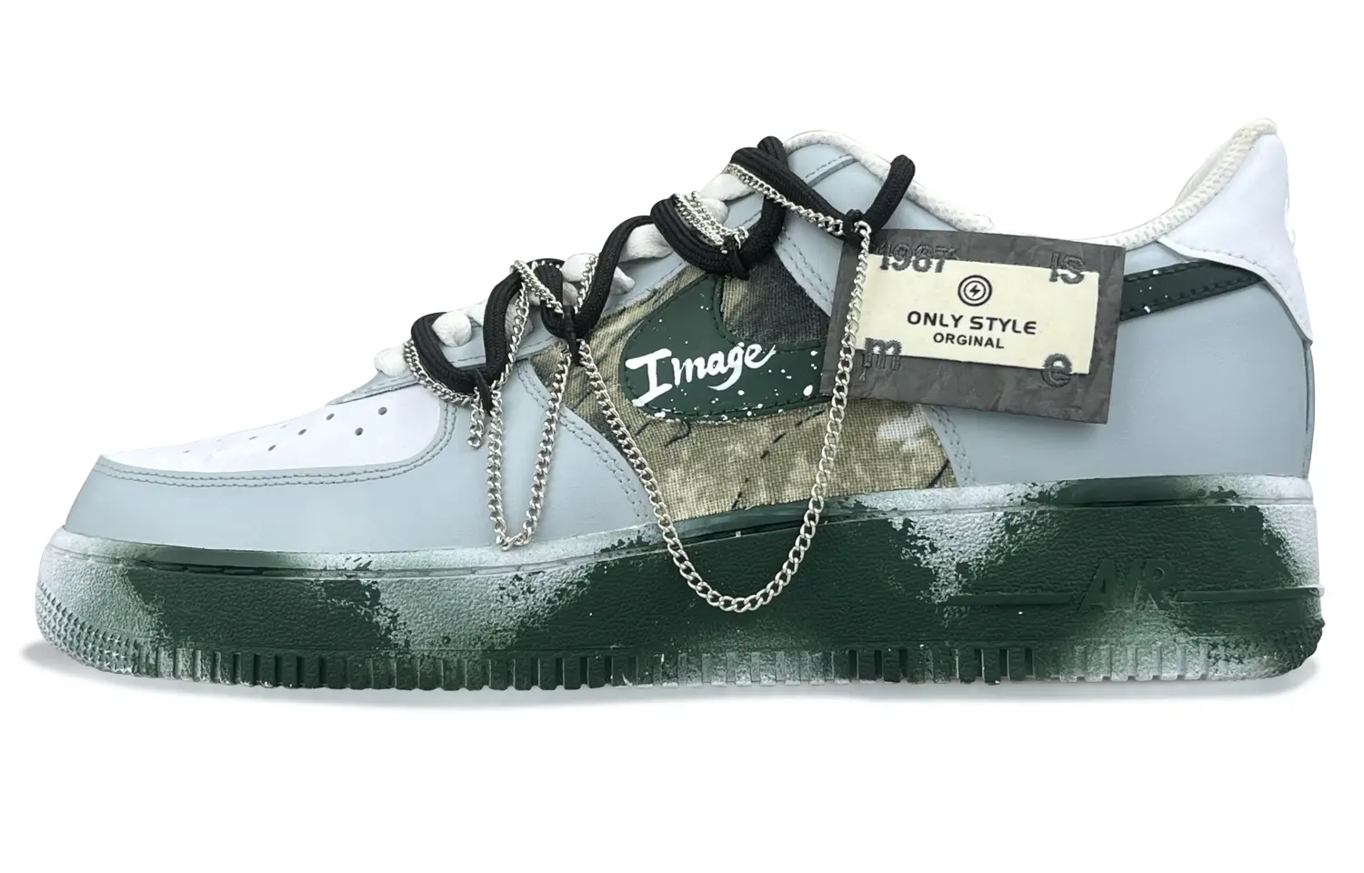 Кроссовки Nike Air Force 1 Skateboarding Shoes Women's Low-top Blue/Green/White, зеленый