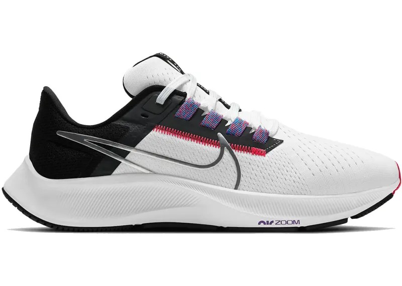 Женские кроссовки Nike Zoom Pegasus 38 белые розовые черные серебристые CW7358-101 размер 9 для бега