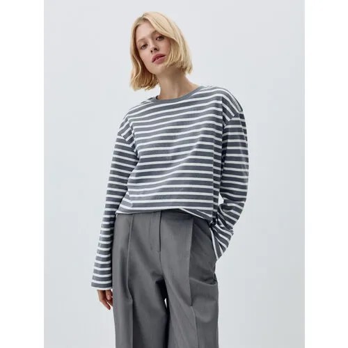 Лонгслив Sela Anna Oversize fit, размер S INT, синий, белый