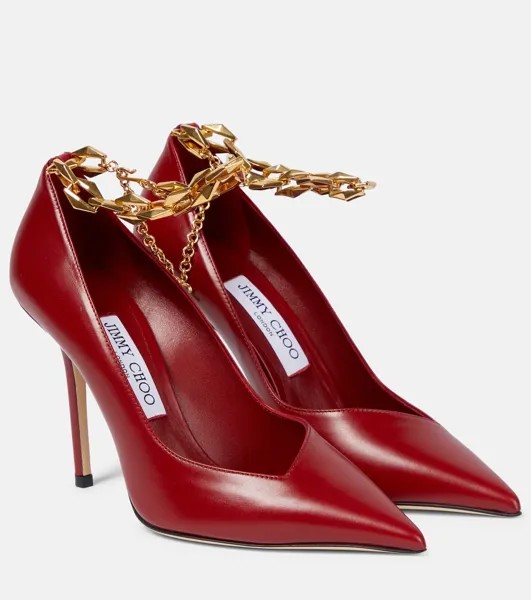 Кожаные туфли Diamond Talura 100 Jimmy Choo, красный
