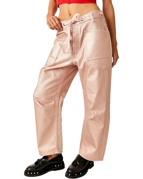 Джинсы Free People Moxie Metallic Low Slung, цвет Bubblegum