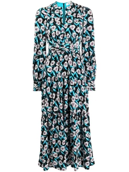 Diane Von Furstenberg платье-рубашка Gil с цветочным принтом, черный