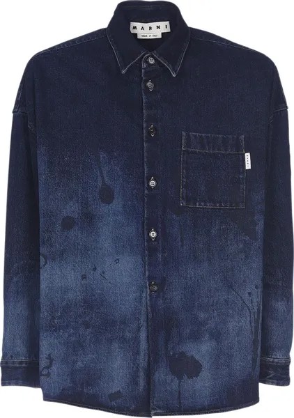 Рубашка Marni Denim Short-Sleeve Shirt 'Blublack', черный