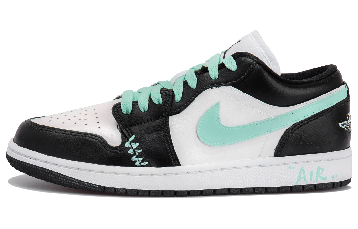 Кроссовки Air Jordan 1 Vintage Basketball Shoes Men Low-top Black/white/green, зеленый