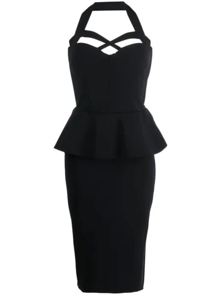 CHIARA BONI La Petite Robe ruffled halterneck midi dress, черный