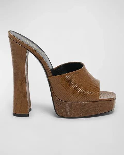 Сандалии-мюли на платформе с тиснением Boogie Saint Laurent, цвет Sahara Brown
