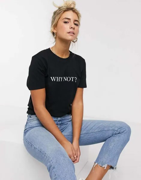 Футболка из органического хлопка с надписью ASOS DESIGN-Черный