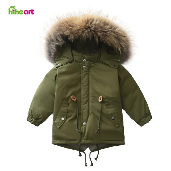 Детская одежда Hiheart, Детская пуховая куртка для мальчиков, 80% белый утиный пух, ветровка для маленьких мальчиков, зимнее теплое пальто, верхняя одежда