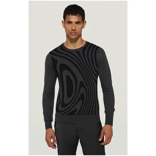 Пуловер для мужчин, Bikkembergs, модель: CS38G10X1306, цвет: черный/серый, размер: S